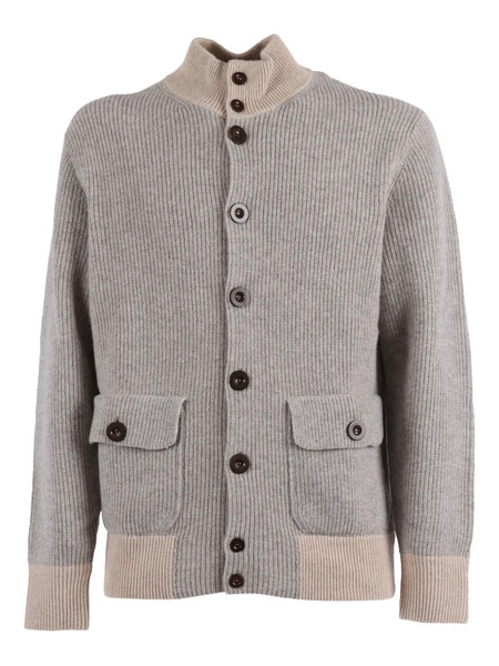 Ballantyne Ribbed Wool Cardigan - Grey 