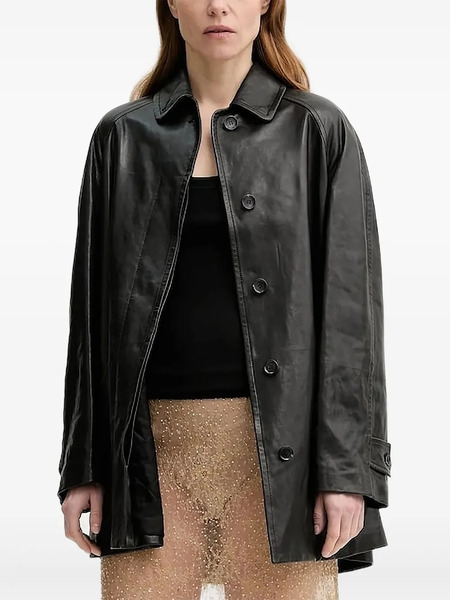  Bally Buttoned Leather Jacket - Black 