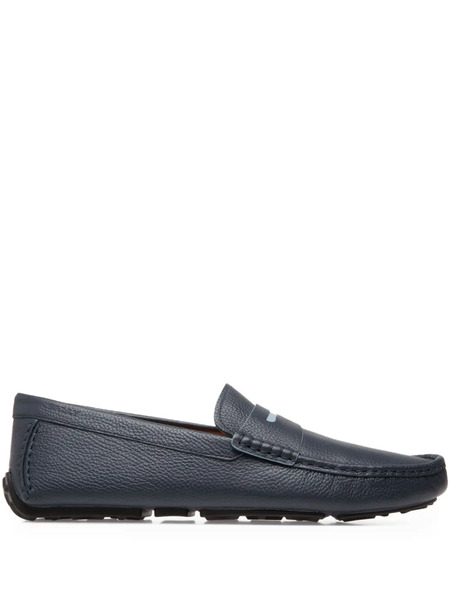  Bally Grained Leather Saddle-strap Loafers - Blue 