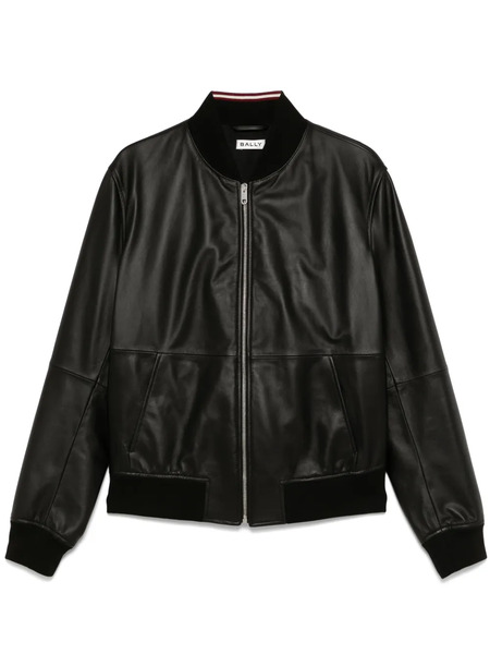  Bally Leather Bomber Jacket - Black 