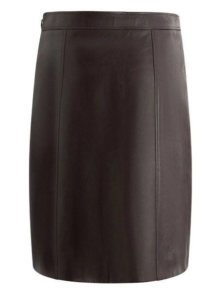  Bally Leather Mini Skirt - Brown 