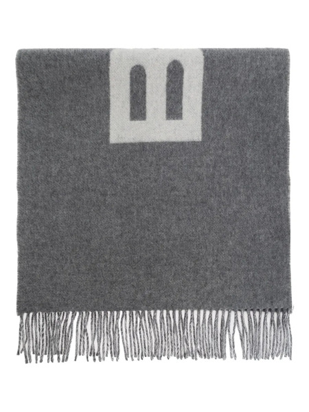  Bally Logo Fringed Scarf - Grey 