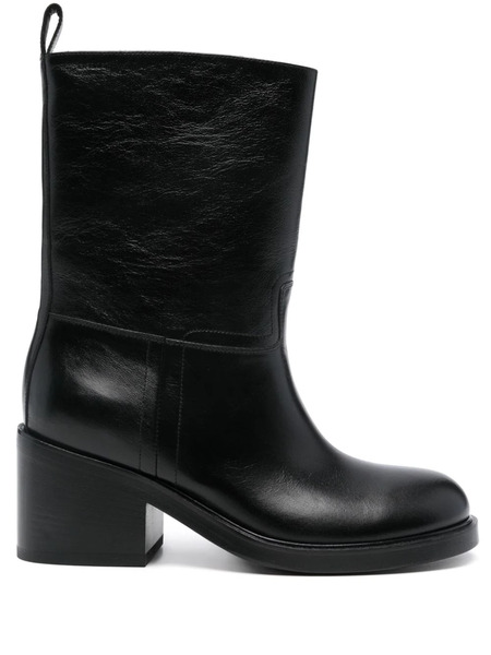  Bally 65mm Leather Boots - Black 