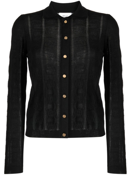  Bally Monogram-jacquard Wool Cardigan - Black 