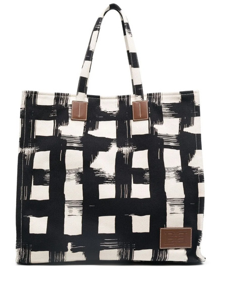  Bally Painted Check Pattern Tote - Neutrals 