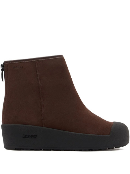  Bally Rear Zip Logo Boots - Brown 