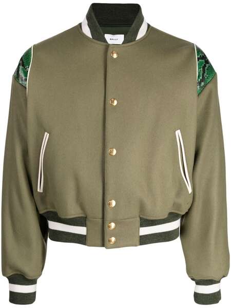  Bally Snakeskin Effect-detail Bomber Jacket - Green 