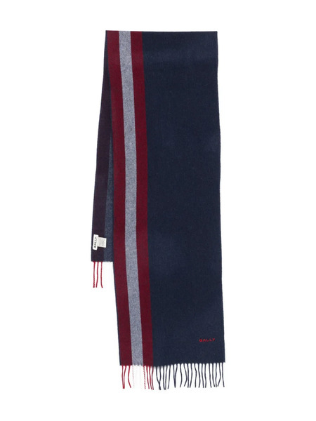  Bally Striped Fringed Scarf - Blue 