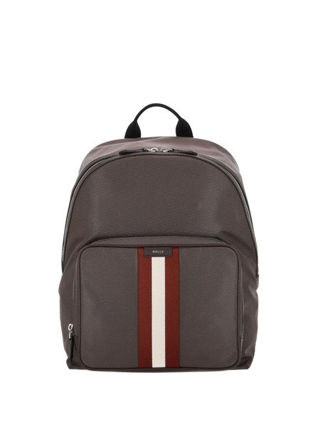  Bally Zip Striped Backpack - Brown 