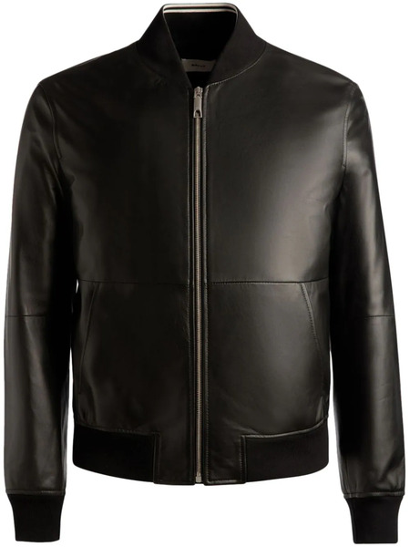  Bally Zip-up Leather Bomber Jacket - Black 