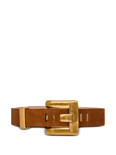  Balmain Anthem Calf Suede Belt - Brown 