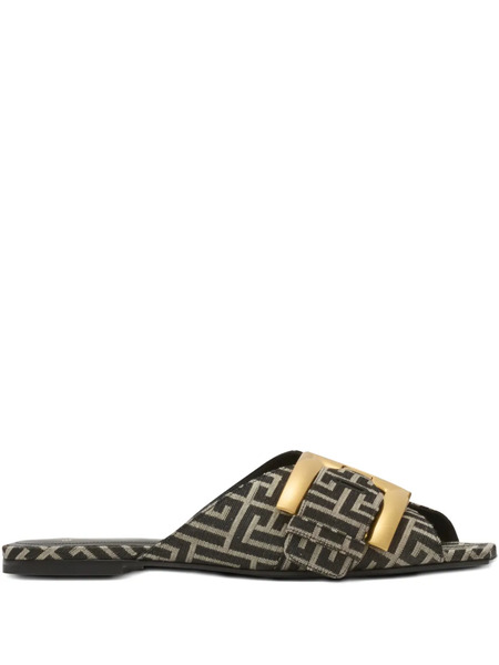  Balmain Anthem Monogram-pattern Sandals - Black 
