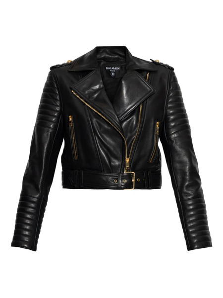  Balmain Asymmetrical-zip Leather Jacket - Black 