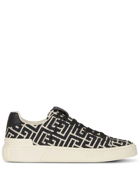  Balmain B-court Monogram Sneakers - White 