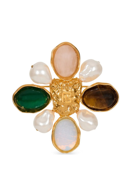  Balmain Baroque Geometric Shape Brooch - Gold 