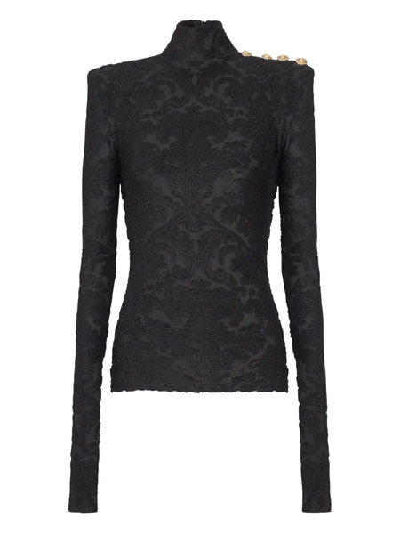  Balmain Baroque-pattern Long-sleeved Top - Black 