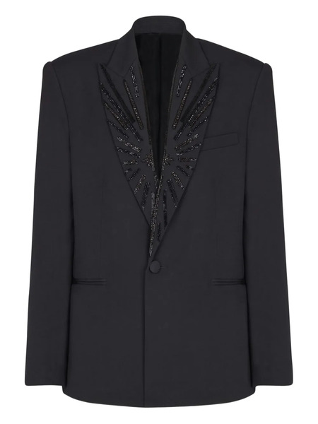  Balmain Beaded-lapel Single-breasted Blazer - Black 