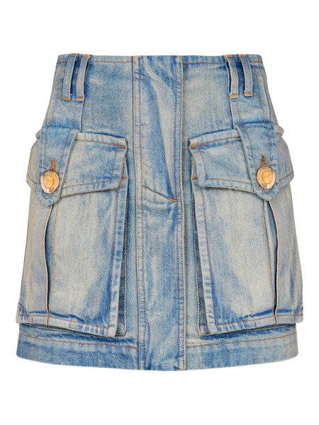  Balmain Belted Skirt - Blue 
