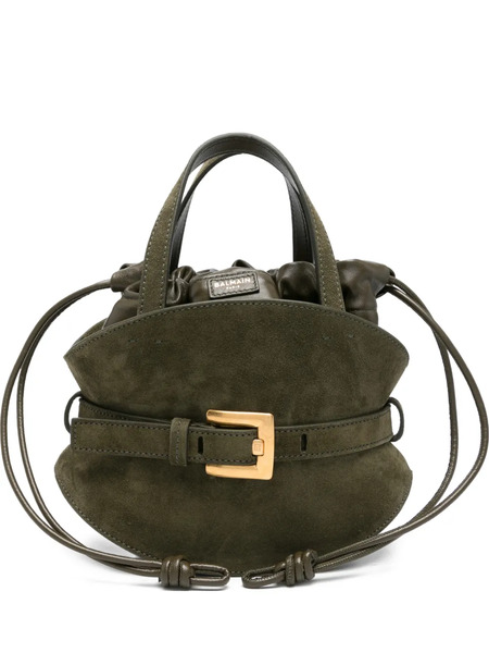  Balmain Buckle Suede Tote Bag - Green 
