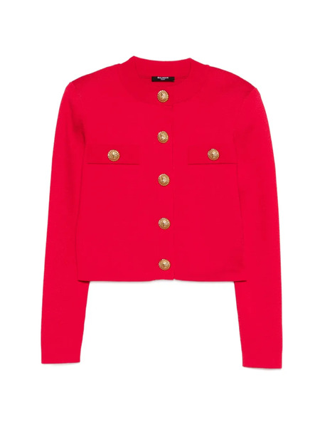  Balmain Button Boxy Cardigan - Pink 