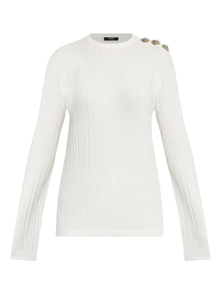  Balmain Button-detail Long-sleeve Jumper - Neutrals 