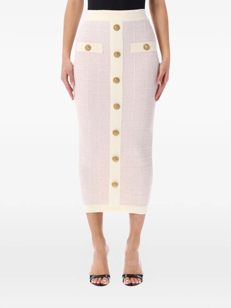  Balmain Button-detail Midi Skirt - Pink 