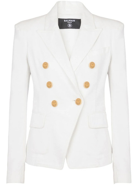 Balmain 6-button Double-breasted Denim Blazer - White 