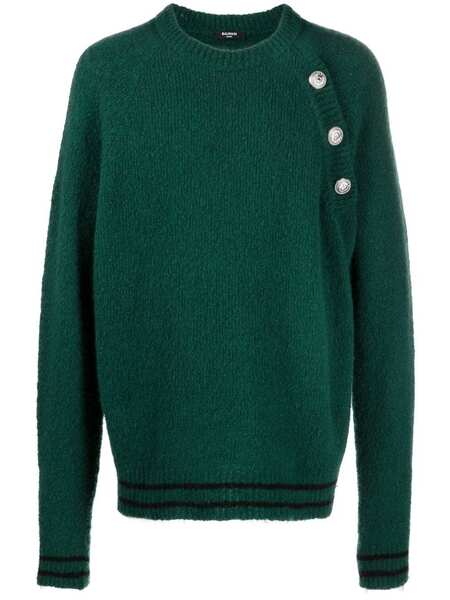  Balmain Button-embossed Knitted Jumper - Green 