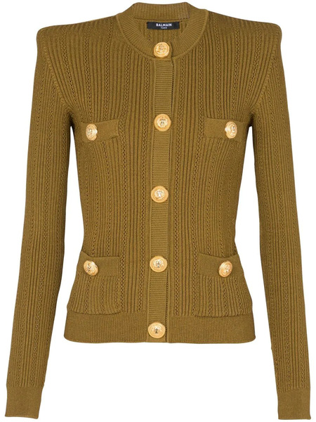  Balmain Button-front Knitted Top - Gold 