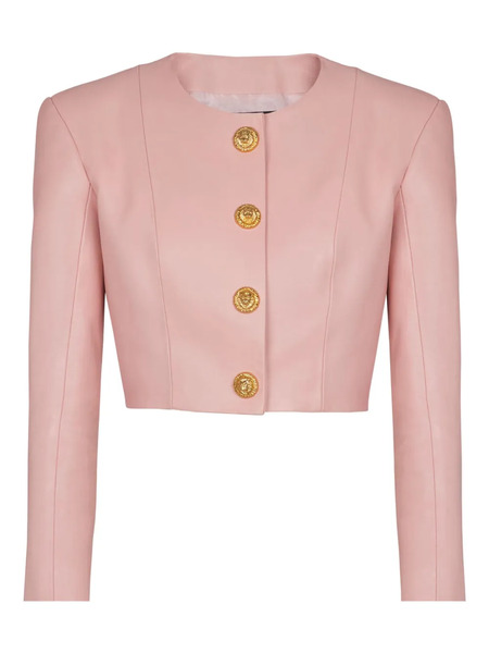  Balmain Button Lambskin Jacket - Pink 