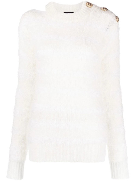  Balmain Buttoned Crew-neck Jumper - White 