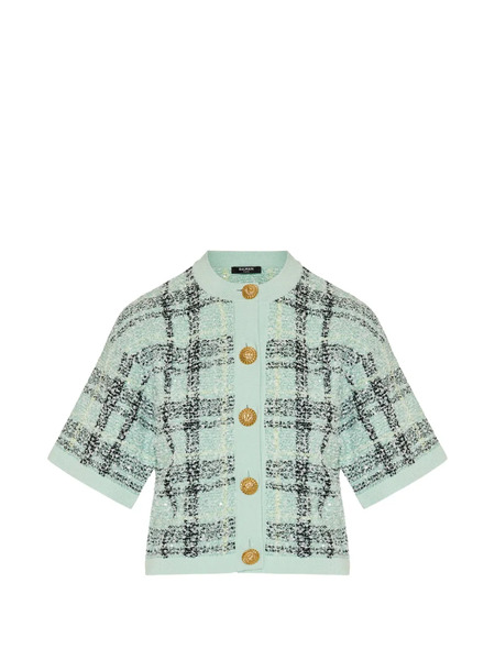  Balmain Checked Button-up Cardigan - Green 