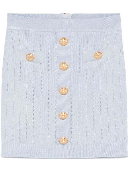  Balmain Coin-buttons Detailed Mini Skirt - Blue 