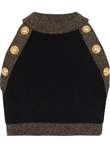  Balmain Contrast-trimmed Knitted Top - Black 