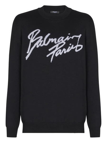  Balmain Crew-neck Wool Sweater - Black 