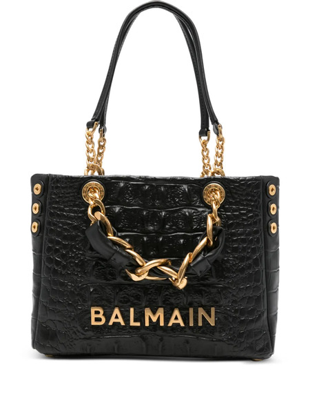  Balmain Crocodile-effect Tote Bag - Black 