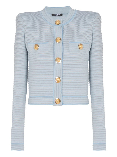  Balmain Cropped Cardigan - Blue 