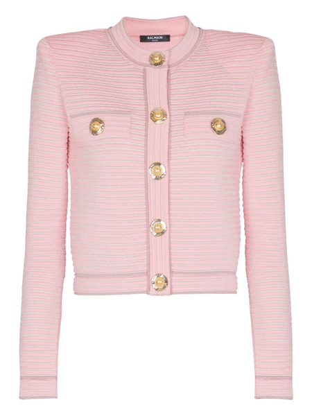 Balmain Cropped Cardigan - Pink 