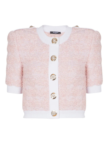  Balmain Cropped Cardigan - Pink 