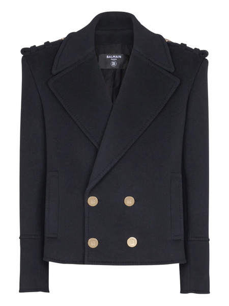  Balmain Cropped Reefer Jacket - Blue 