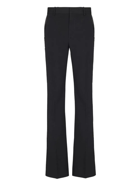  Balmain Crystal-embroidered Wool Trousers - Black 