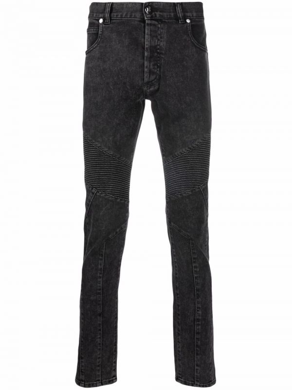  Balmain Debossed-logo Detail Jeans - Black 