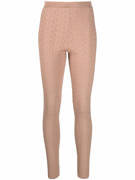  Balmain Debossed Monogram Leggings - Neutrals 