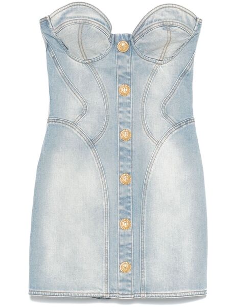  Balmain Denim Mini Dress - Blue 