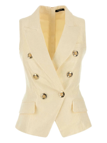  Balmain Double-breasted Buttoned Vest - Neutrals 