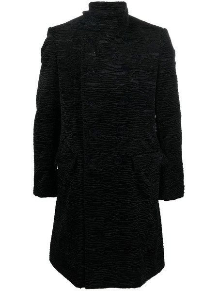  Balmain Double-breasted Cloqué Coat - Black 