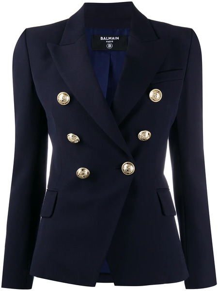  Balmain Double-breasted Fitted Blazer - Blue 
