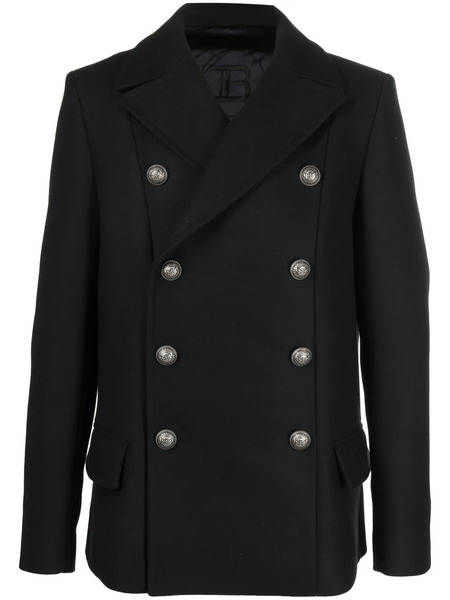  Balmain Double-breasted Virgin-wool Coat - Black 