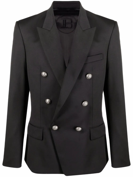 Balmain Double-breasted Wool Blazer - Black 