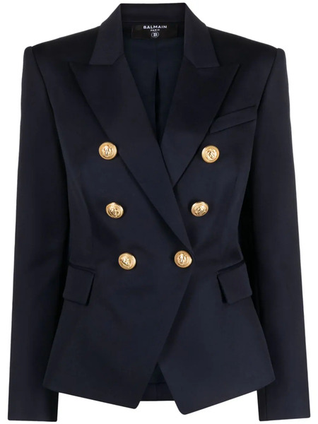  Balmain Double-breasted Wool Blazer - Blue 